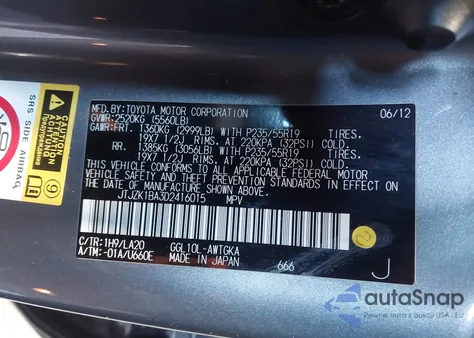 2013 Lexus Rx 350 z USA, uszkodzony, nr VIN JTJZK1BA3D2416015